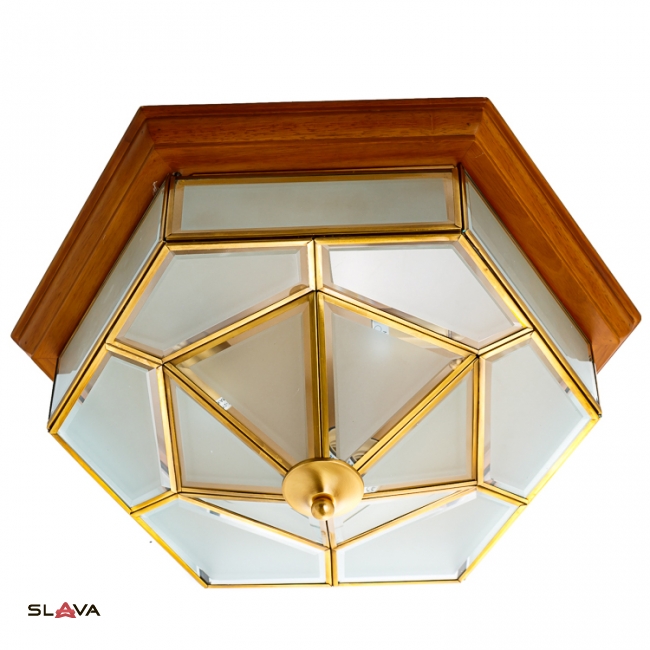 Светильник потолочный с деревянной основой шестиугольной формы (FN019/3)