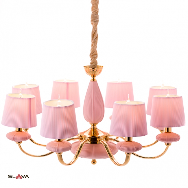 Люстра подвесная светло-розовая на 6 ламп (BL002/6pink)